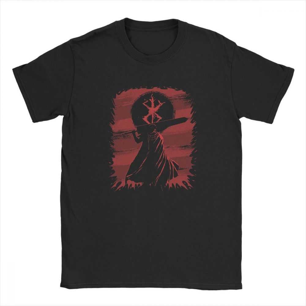 Berserk Tshirt Black Swordsman T Shirt 100% Cotton Men T-Shirts Thanksgiving Day Gift Clothing Tops Plus Size Game Tees 210629