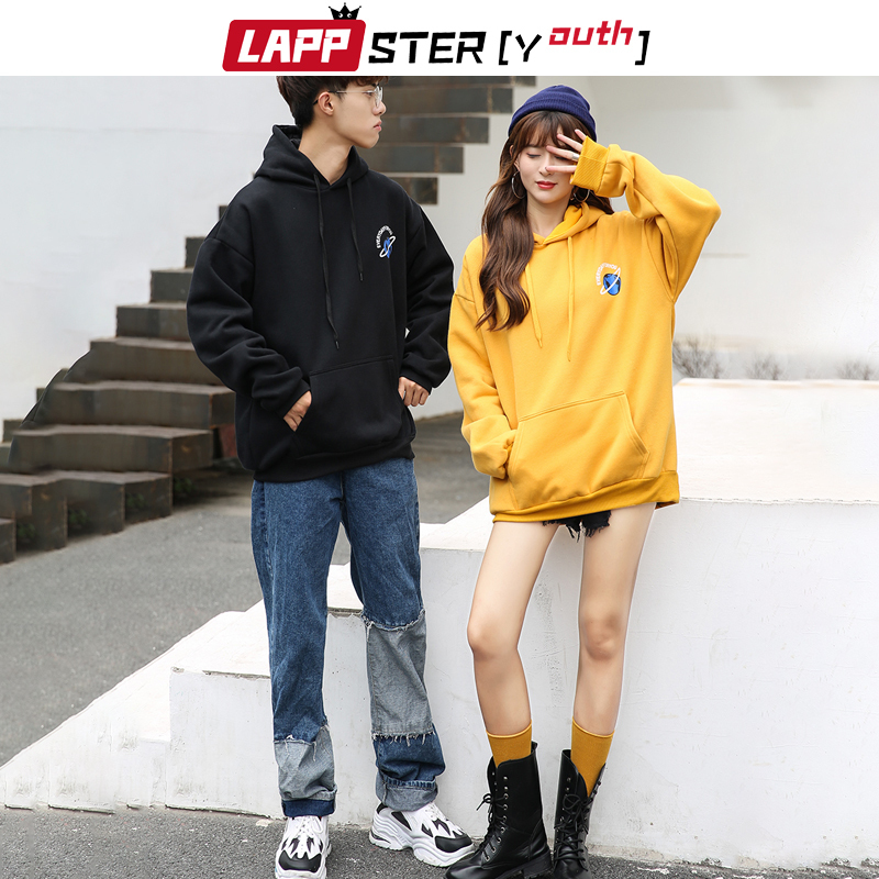 LAPPSTERYouth Men Patchwork Streetwear Hoodies Autumn Pullover Man Harajuku Sweatshirts Oversized Yellow Hoodies Plus Size 201020