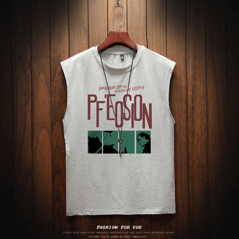 Summer Men's Sleeveless T Shirt Fashion Letter O Neck Mens Clothing rend Casual op ees Men M-5XL 210629