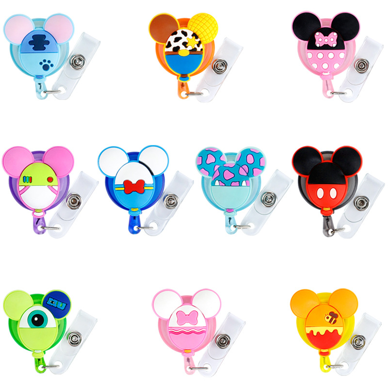 

Cute Cartoon Silicone Retractable Badge Reel Clip Student Nurse ID Card Badges Holder accessories Hospital School Office Supplies Anti-Lost Clips, Mulit-color