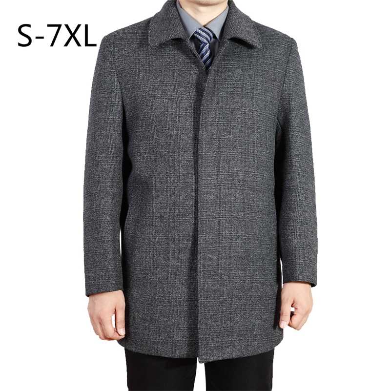Mu Yuan Yang Wool Coat For Men Casual Woolen Coats Male Clothing Men's Jackets Single Breasted Overcoat 5XL 6Xl 7XL Plus Size 211122
