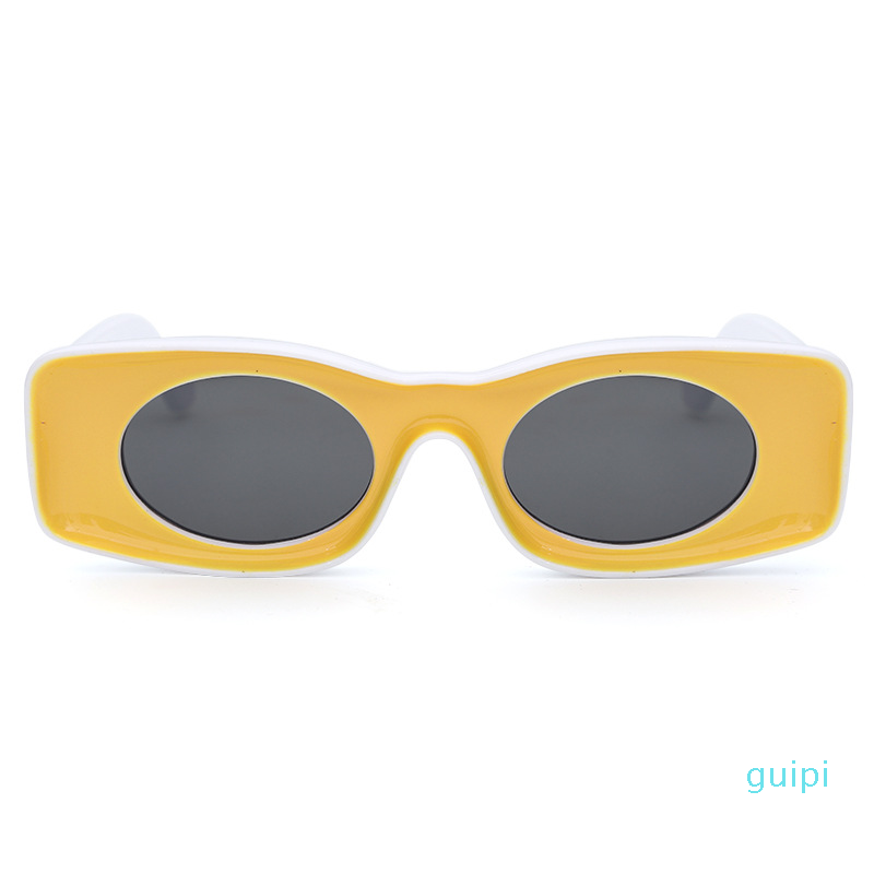 New Hip Hop Sunglasses for Men Women 400331 Unique Concave Design Square Frame Round Lens Avant-garde Style Fun Plastic Shades