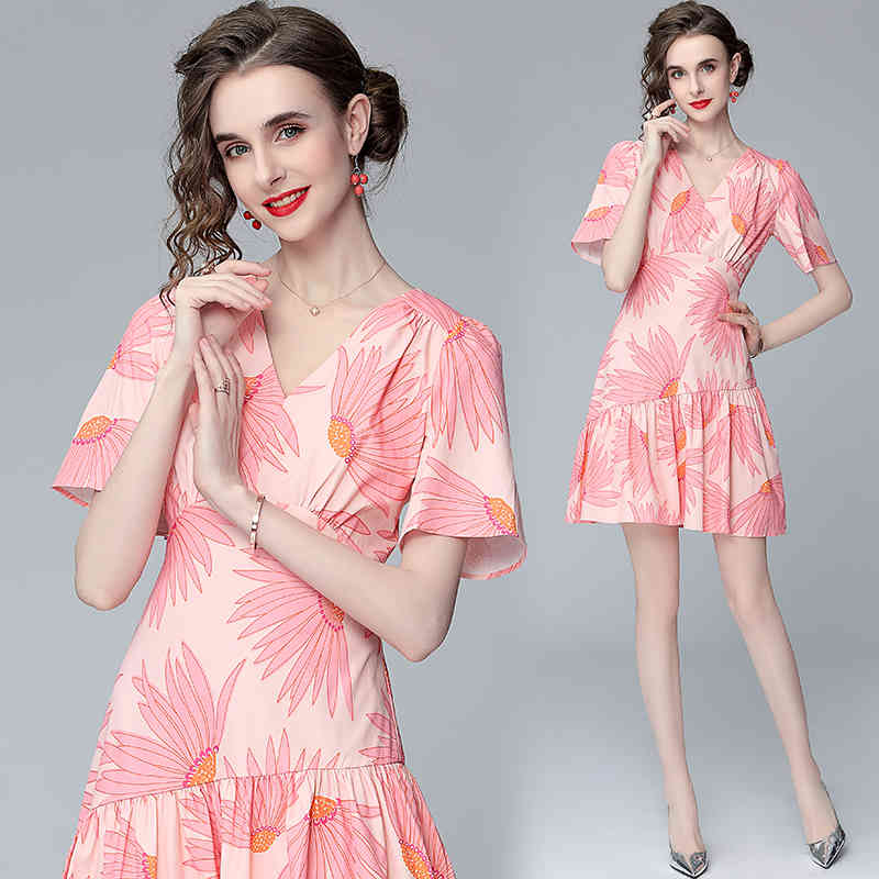 Spring C-bit fairy skirt flower season sweet first love girl design sense printed dress female 210525, Pink
Spring C-bit fairy skirt flower season sweet first love girl design sense printed dress female 210525, Pink