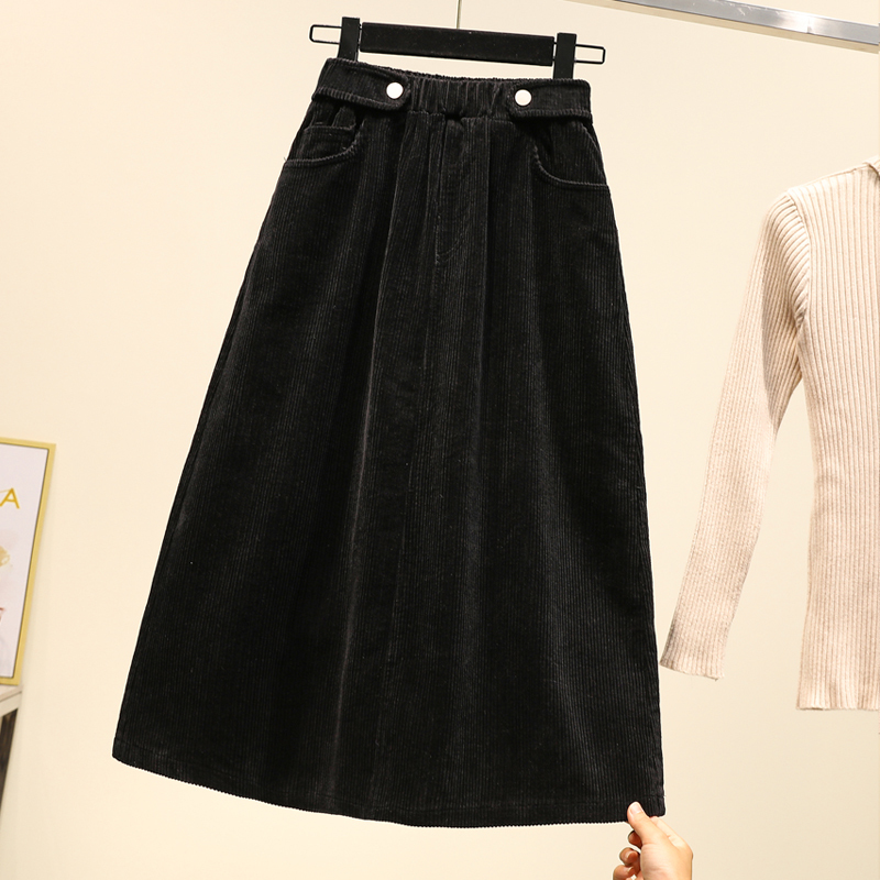 Lucyever Plus Size Women Corduroy Skirt Autumn Winter Vintage Harajuku Loose Aline Female Long Skirt High Waist Lady Faldas 4xl 210306