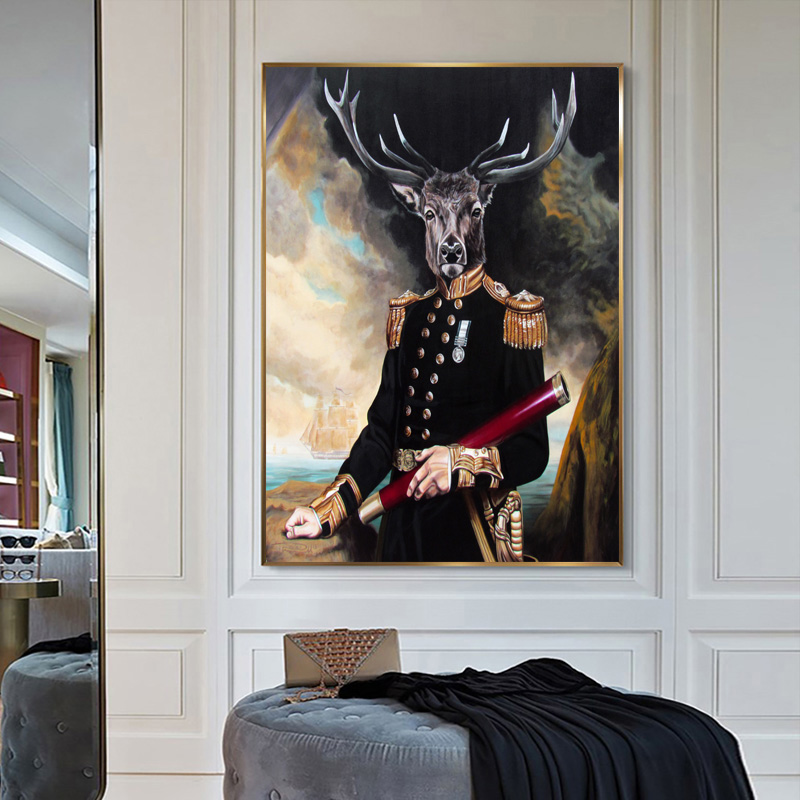 Abstract Deer Poster Canvas Painting Jazz Wall Art Pictures For Living Room Decoration Modern Home Decor Noble Animal Cuadros