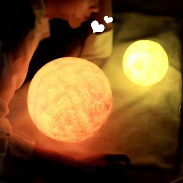 3D Moon Starry Sky Light with Stand Romantic Night Light 3.15inch Painted Bedside Lamp Lover Birthday Thanksgiving Gift