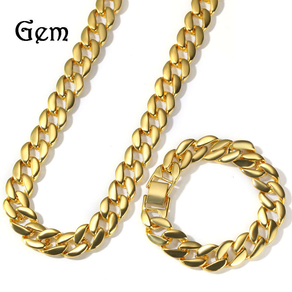 Classic alloy necklace bracelet set hip hop punk gold plated men's smooth CUBAN CHAIN
Classic alloy necklace bracelet set hip hop punk gold plated men's smooth CUBAN CHAIN