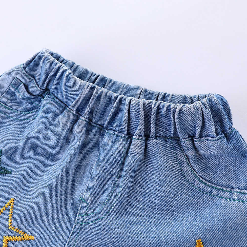Mudkingdom Girls Outfits Ruffle Collar Striped Tops Denim Shorts Set for Girl Clothes Strap Shirt Jean Suit Toddler 210615