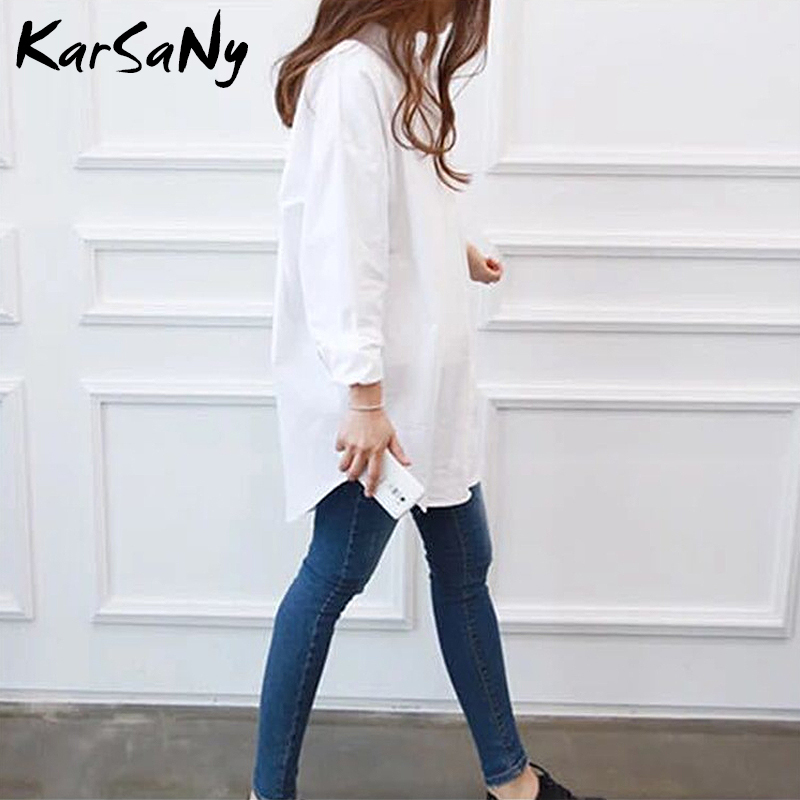 Women's White Shirt Oversize Cotton Femme Tops Plus Size 5XL Long Shirts For Women White Blouse Spring Long Sleeve Tunics Women 210225