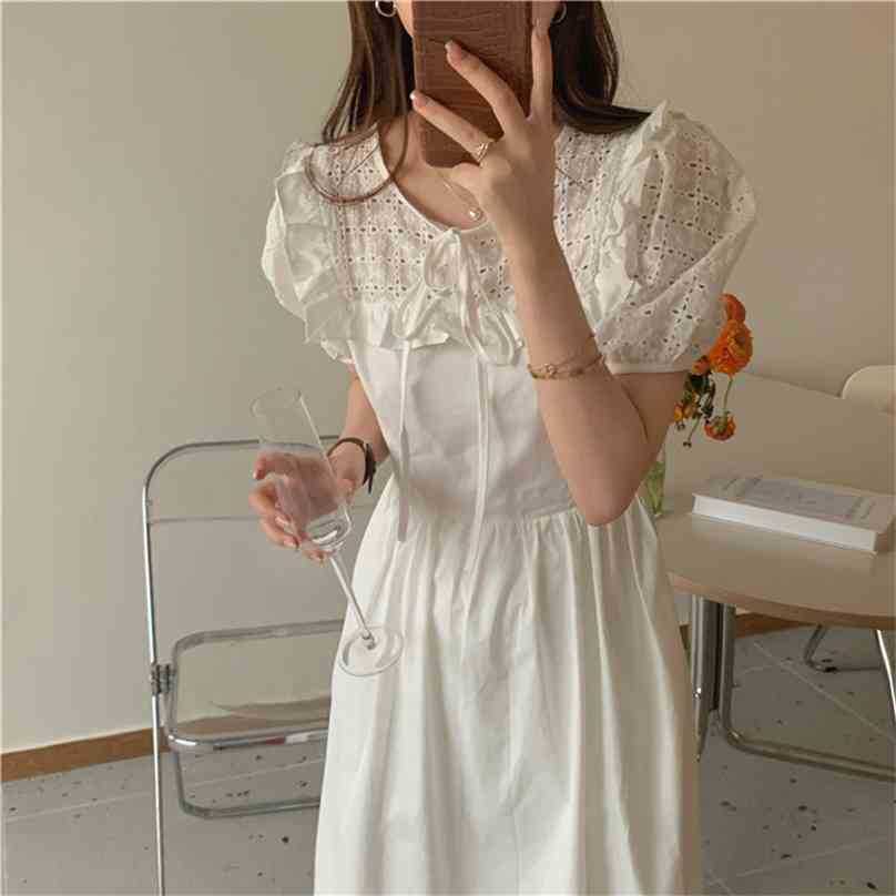 Summer White Women Lace Gentle Long Dresses French Retro Loose Beach Solid Casual Chic Elegant Vestidos 210525
Summer White Women Lace Gentle Long Dresses French Retro Loose Beach Solid Casual Chic Elegant Vestidos 210525