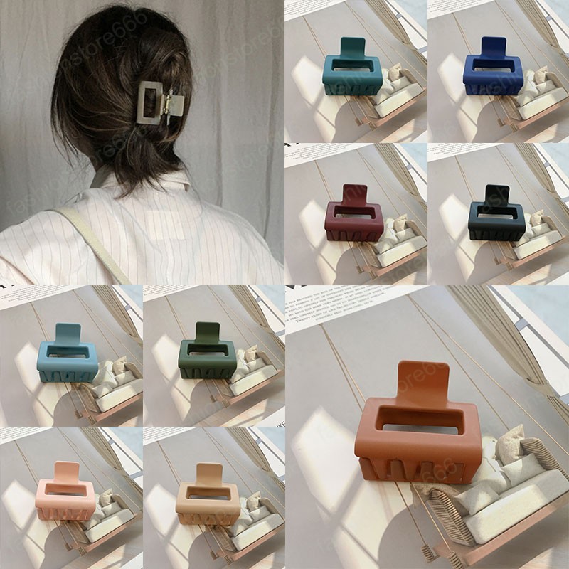 Korean Women Matte Hair Clamps Resin Hair Claws Geometric Square Hairclip Frosted Barrettes Girls Hair Accessories