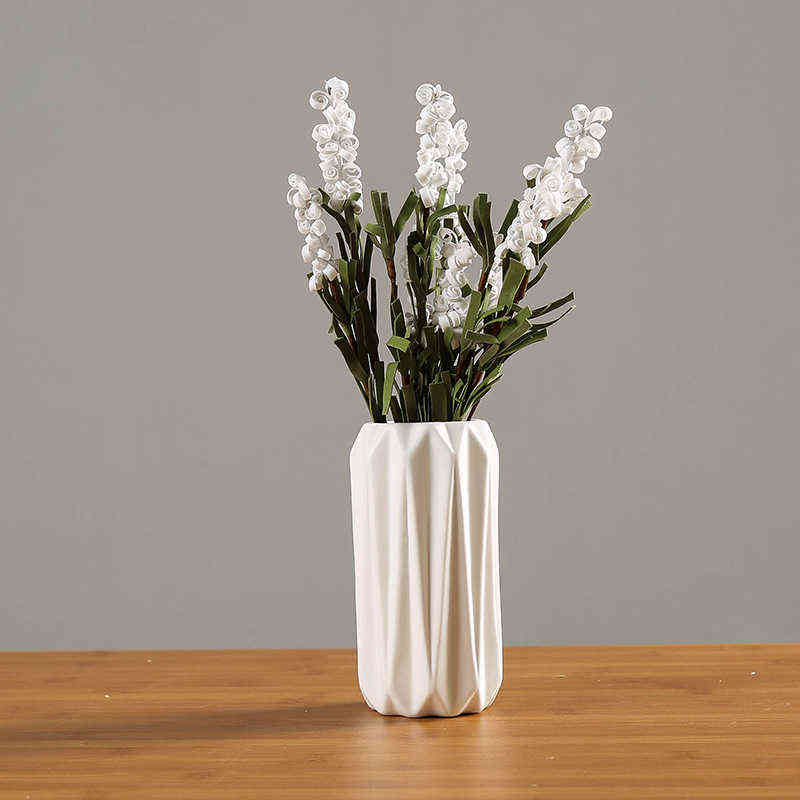 Nordic white Ceramic Vase minimalist living room decoration vase home flower pot 211215