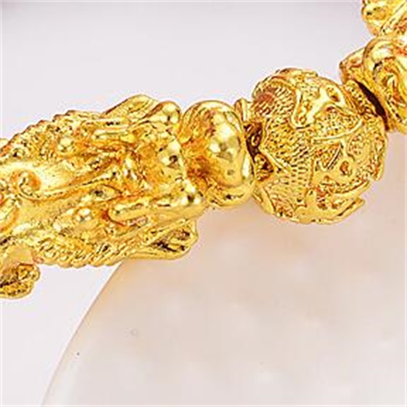 Bangle Feng Shui Obsidian Stone Beads Braceletes Men Women Unisex Wristband Gold Black Pixiu Wealth and Good Luck Women Bracelet 1
