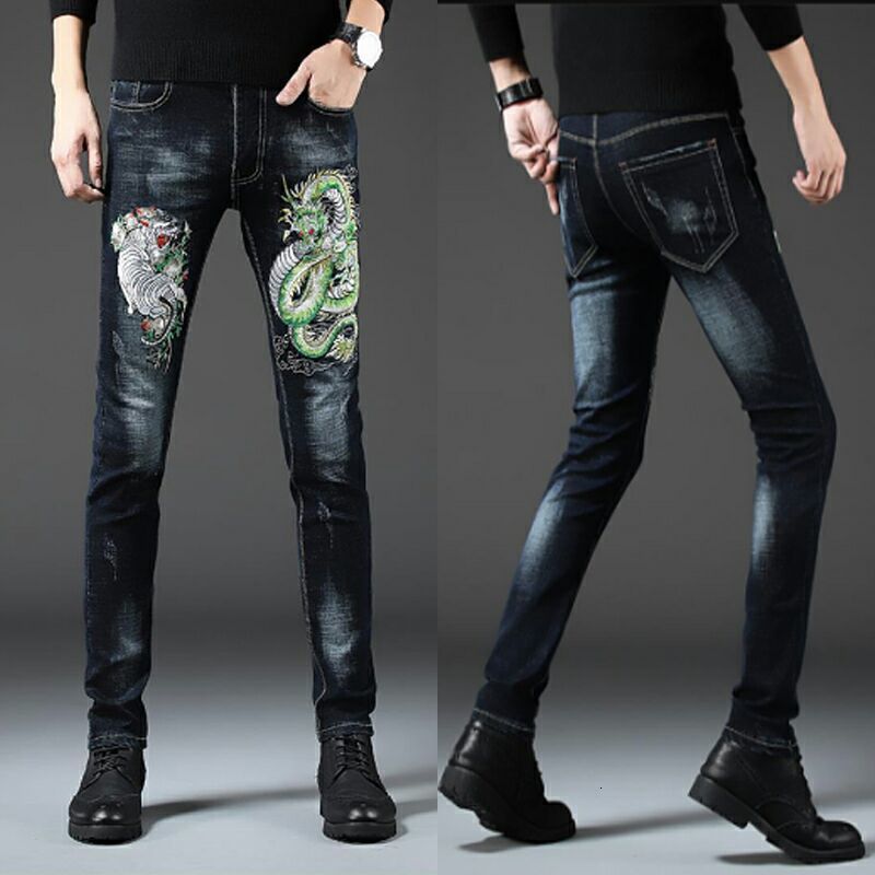 slim Jeans stretch feet hole embroidery net red the same men's pants animal tiger snake pattern embroi 14K2, Blue
slim Jeans stretch feet hole embroidery net red the same men's pants animal tiger snake pattern embroi 14K2, Blue