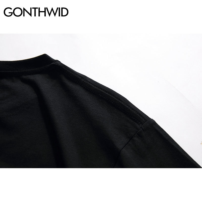 GONTHWID Casual Cotton Solid Tshirts Men Women Hip Hop Crewneck Short Sleeve Blank Streetwear Tops Tees Summer Male T Shirts 3XL 210225