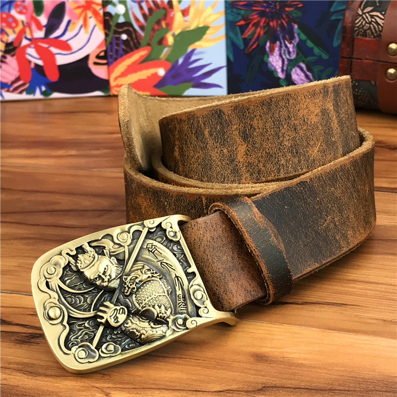 2021 New Solid Brass Monkey Buckle Yellow Leather Ceinture Men's Cowboy Jeans Belt Male Strap Wide Belts for Men Mbt0594 Hg1a, Black
2021 New Solid Brass Monkey Buckle Yellow Leather Ceinture Men's Cowboy Jeans Belt Male Strap Wide Belts for Men Mbt0594 Hg1a, Black