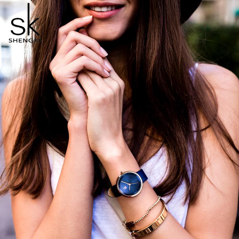 Wristwatches Shengke Luxury Women's Watches Dress Simple Fashion Blue SK Top Brand Women Quartz Leather Ladies Clock
Wristwatches Shengke Luxury Women's Watches Dress Simple Fashion Blue SK Top Brand Women Quartz Leather Ladies Clock