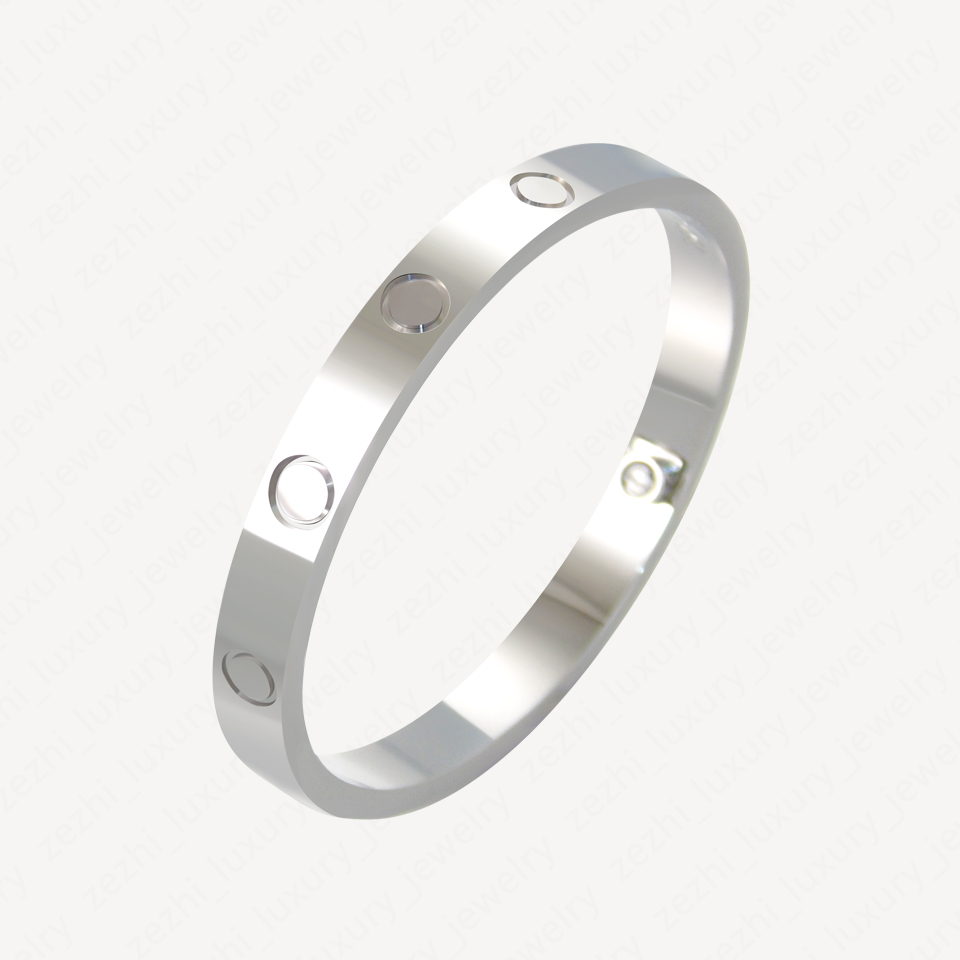 Fashion 18k White Gold Plated Love Bracelets Charm Bangle Braccialetto Pulsera For Men And Women Wedding Gift Diamond Accessories With Jewelry Po