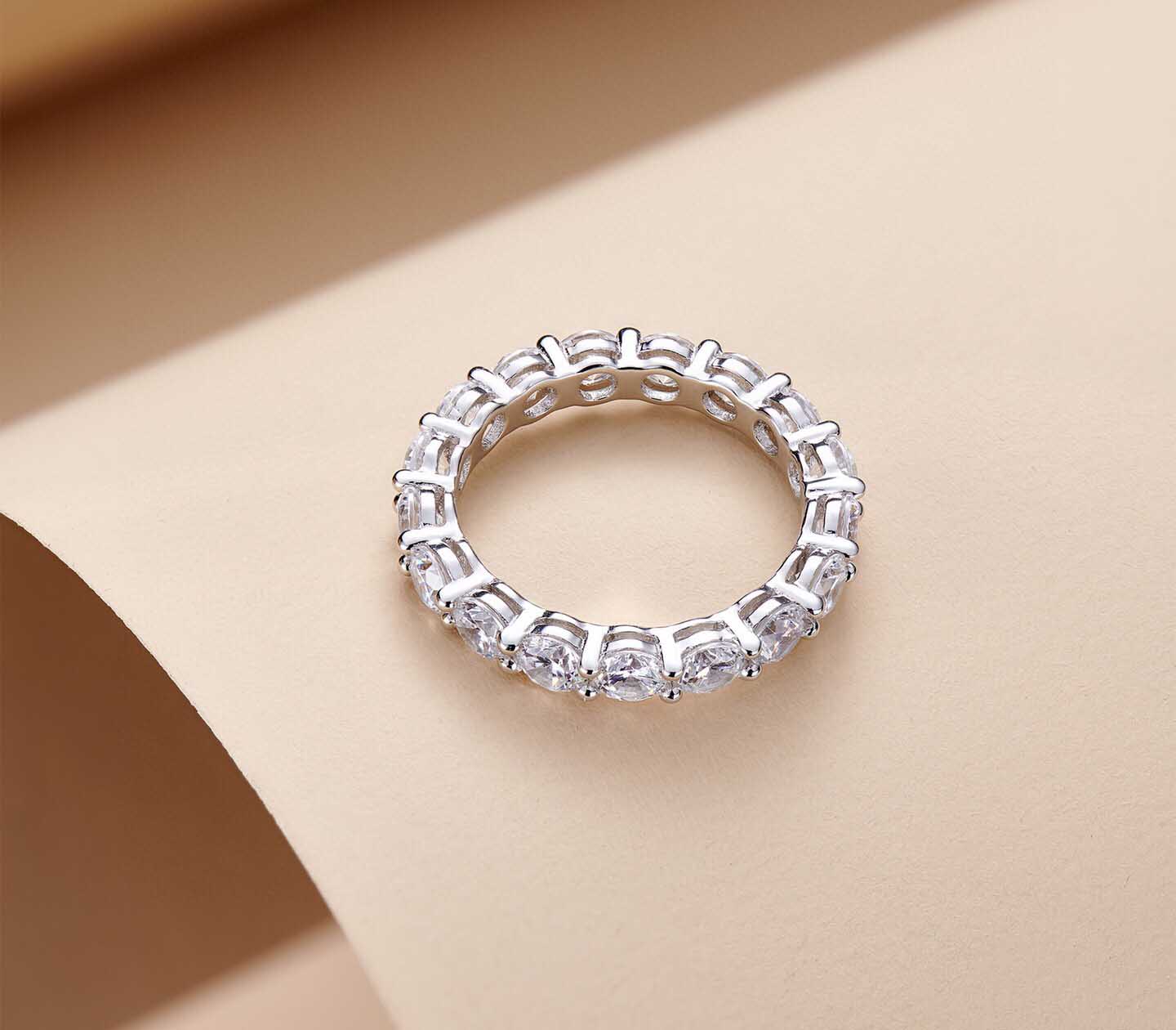 S925 silver charm punk band ring with all Sparkly diamonds in 20" size for women wedding jewelry PS8807