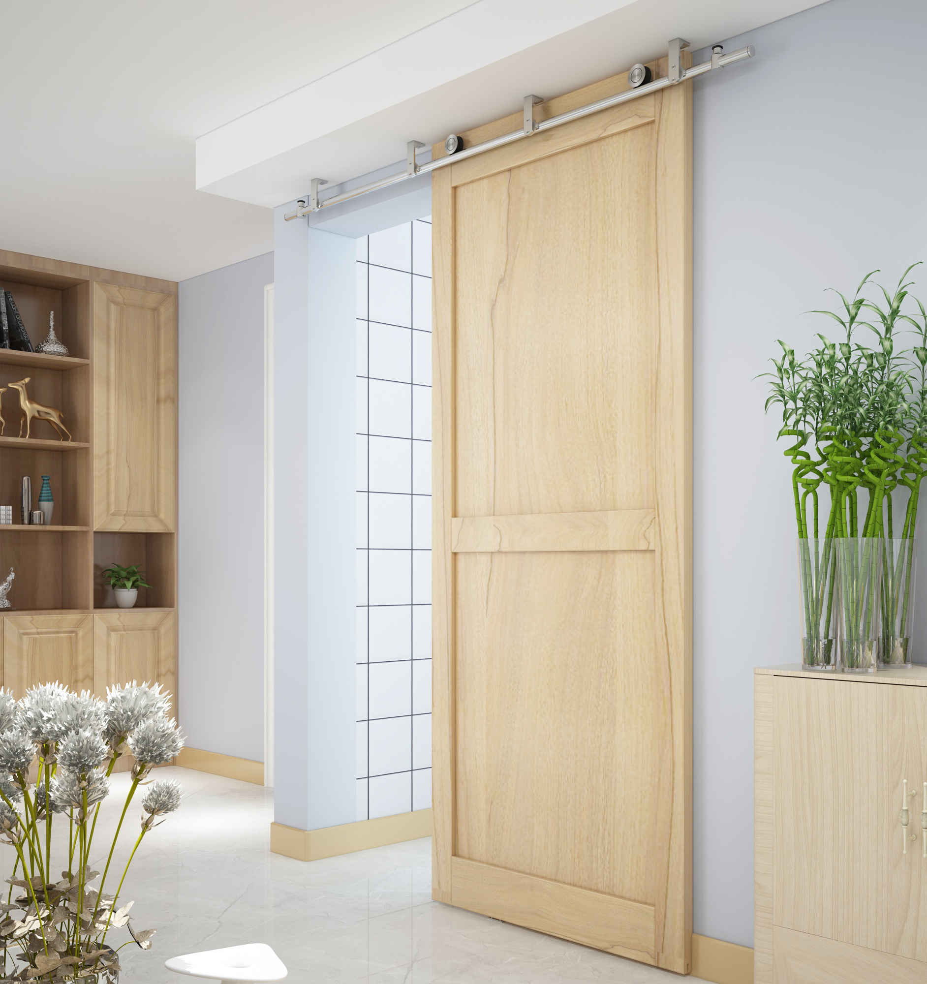 DIYHD Ceiling mount bracket stainless steel sliding barn door hardware,Wooden Indoor Rolling Track
DIYHD Ceiling mount bracket stainless steel sliding barn door hardware,Wooden Indoor Rolling Track