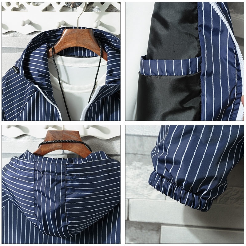 AIRGRACIAS Autumn New Mens Bomber Hooded Jacket Male Casual Streetwear Striped Jacket Men Coat Clothing Size S4XL T200603