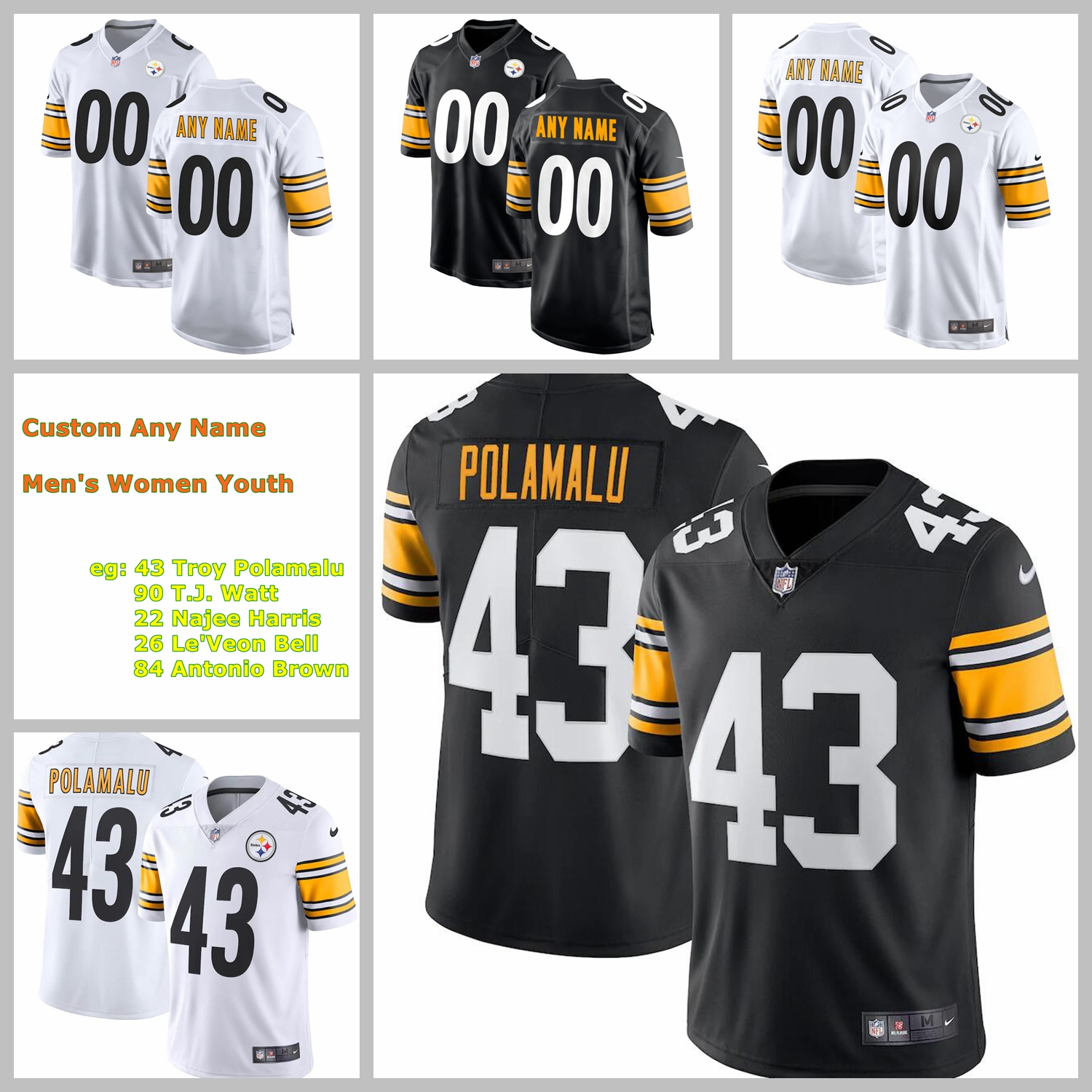NIKE NFL jersey 2021 American Football Jerseys Pittsburgh Steelers Custom Terry Bradshaw Ben Roethlisberger Minkah Fitzpatrick T.J. Watt Stitched Size S
NIKE NFL jersey 2021 American Football Jerseys Pittsburgh Steelers Custom Terry Bradshaw Ben Roethlisberger Minkah Fitzpatrick T.J. Watt Stitched Size S
