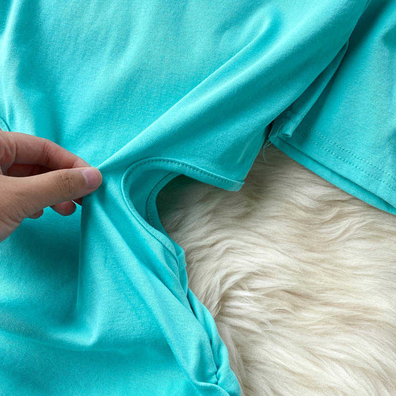 DEAT Women Hollow Out Dress Round Neck Short Sleeve Arrivals Lady Sexy Temperament Fashion Spring Summer 11D1572 210709