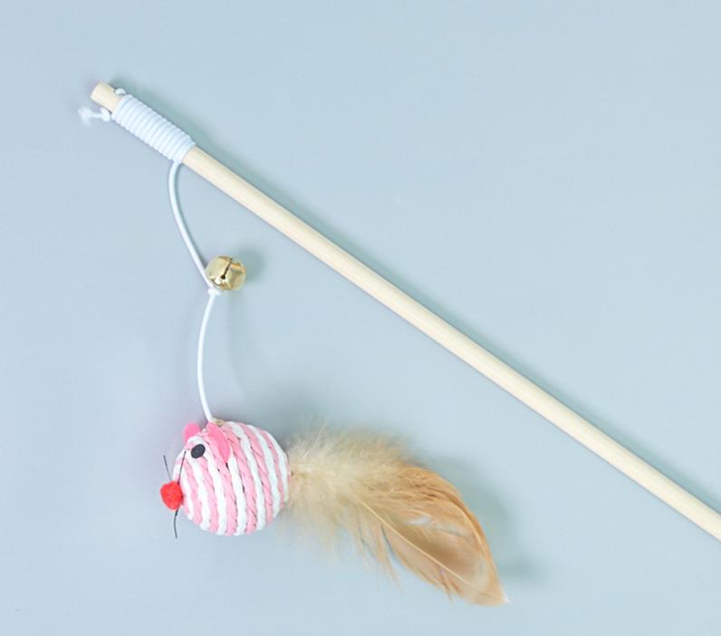 Cat Toys Funny Stick Interactive Kitten Wood Wand Feather Bell Fish Rat Doll Catcher Teaser Exercise for Indoor Animal