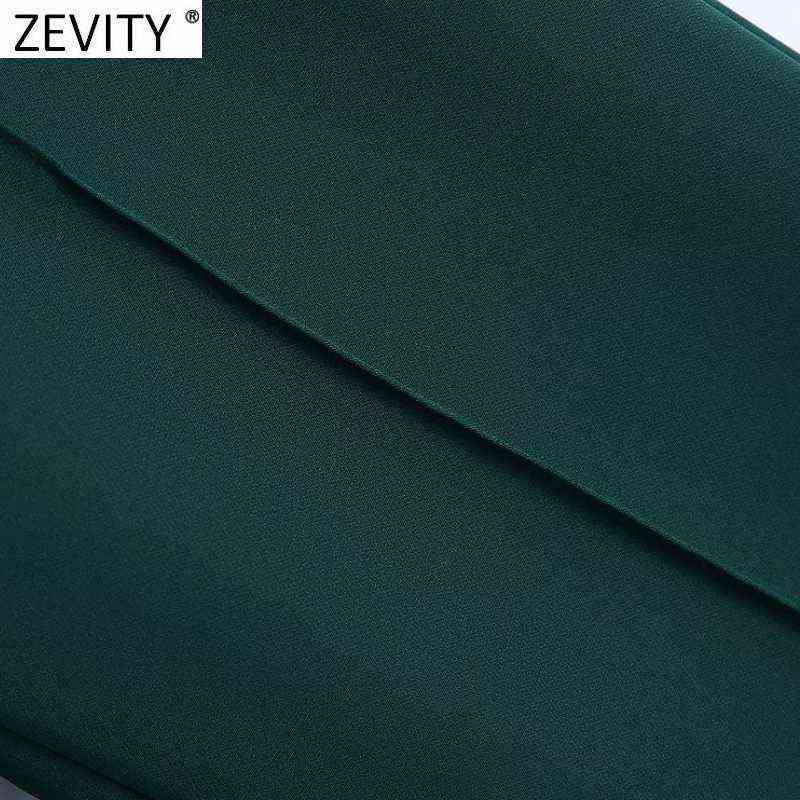 Zevity Women Chic Fashion Side Pockets Straight Pants Office Wear Vintage High Waist Zipper Fly Female Trousers Mujer P1016 211115