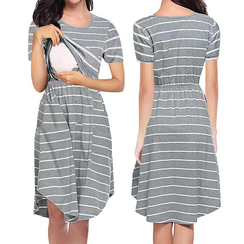 Maternity Dresses For Woman Short Sleeve Stripe Long Skirt Breast-feeding Pregnant Nursing Clothes Pregnancy Dress Vestidos, White
Maternity Dresses For Woman Short Sleeve Stripe Long Skirt Breast-feeding Pregnant Nursing Clothes Pregnancy Dress Vestidos, White