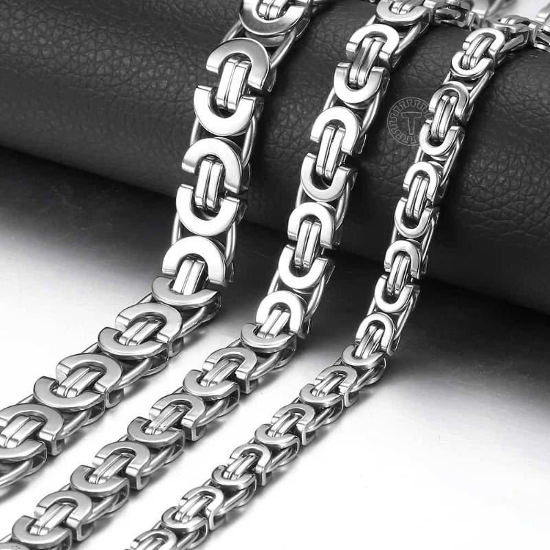 Chains 7911mm Stainless Steel Necklace For Men Women Flat Byzantine Link Chain Fashion Jewelry Gifts LKNN14