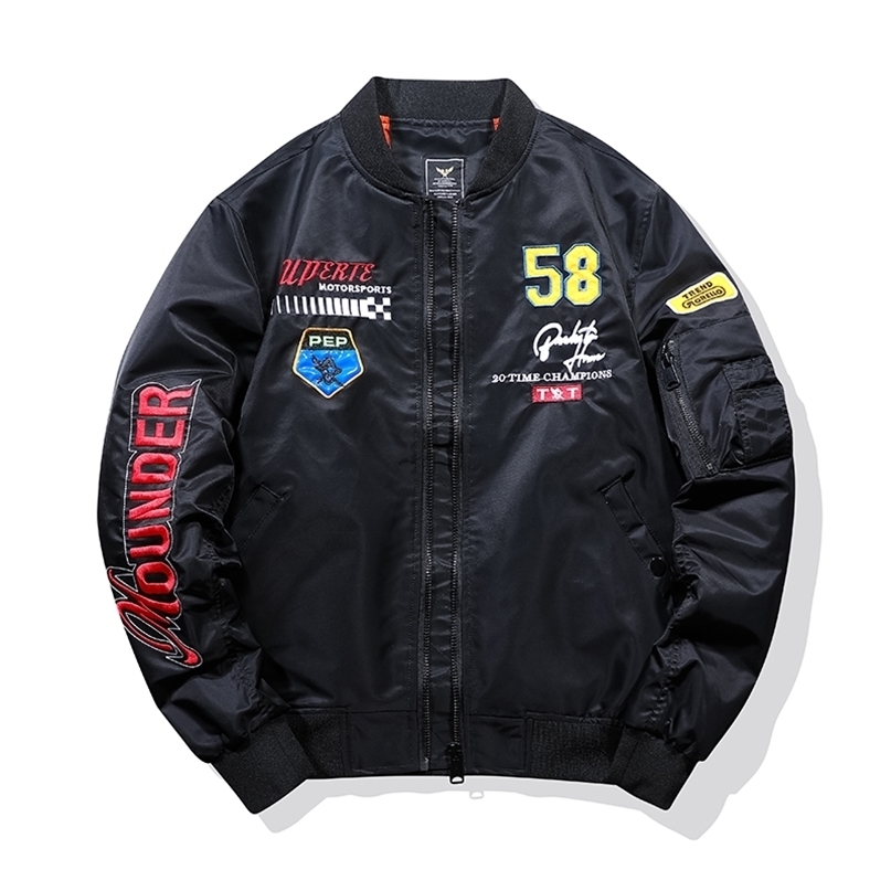 TEHEZAD Autumn Bomber Jacket Men Pilot Air Force Loose Vintage Embroidery Baseball Waterproof Windbreaker For 211110, Black
TEHEZAD Autumn Bomber Jacket Men Pilot Air Force Loose Vintage Embroidery Baseball Waterproof Windbreaker For 211110, Black