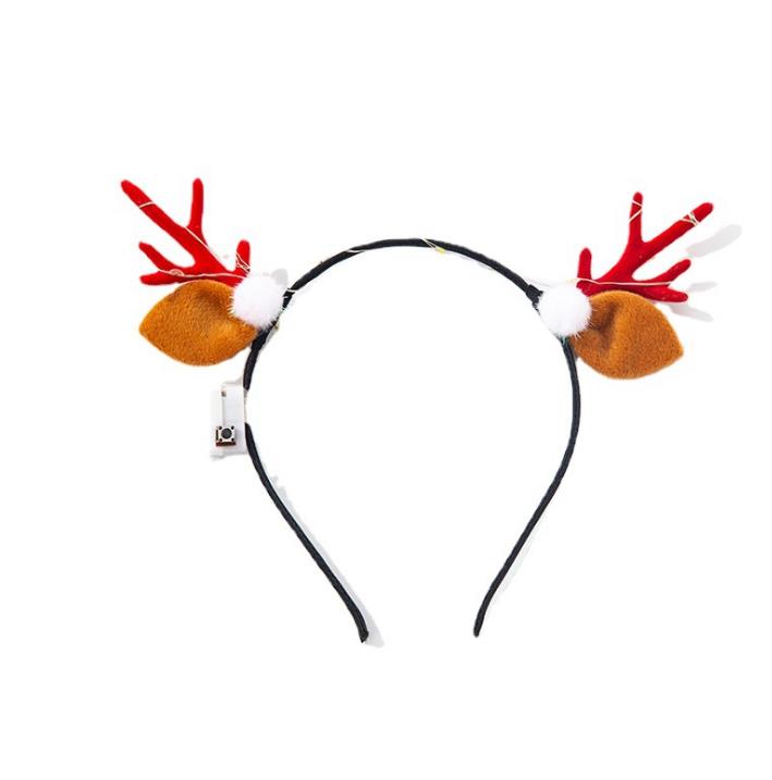 LED Antler Headbands Light Up Reindeer Headband Party Decorations Luminous Glow Headpieces Flashing Hair Bands