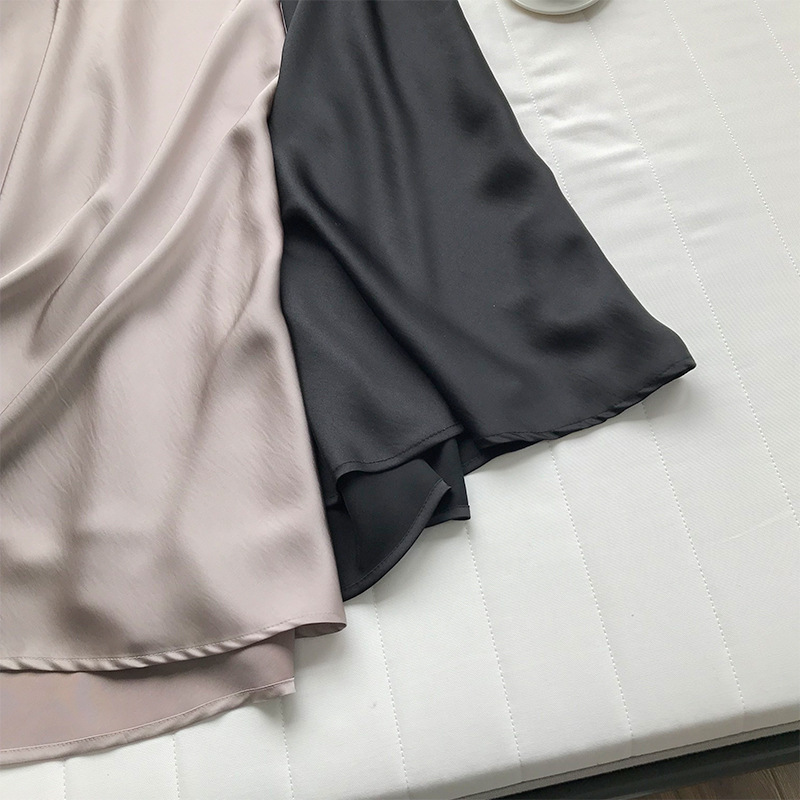 Garemay Midi Maxi Long High Waist Satin Skirt Women Elegant Silk ALine Solid Vintage Ol Ladies Summer Skirts Womens 210306