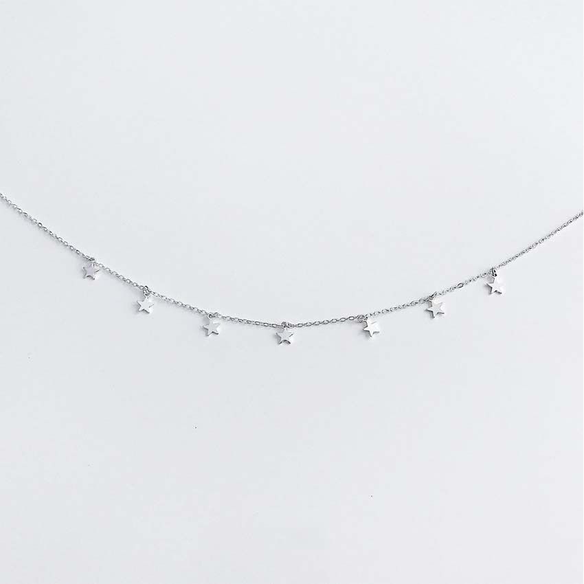 Star Choker Necklaces jewelry Disc Coin Pendant Handmade Simple 14K Gold Plated Silver Delicate Dainty Stars and Bead Chain Chokers