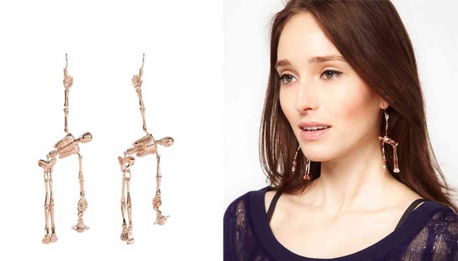 Punk Skeleton Bones Gothic Moving Part Spooky Drop Earrings Vintage Skeleton Skull Dangle Earrings for Women Jewelry Party Gifts H1027