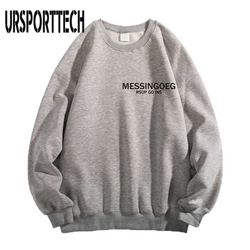 URSPORTTECH Hoodies Men Sweatshirt Autumn Winter Fashion Fleece Hoodie Sweatshirt Men O Neck Long Sleeve Loose Pullover 210528