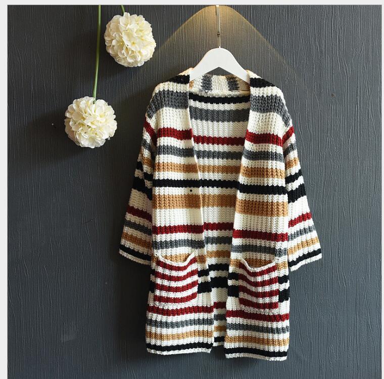 Spring Korean girls' coat coarse wool extended color sweater trend bx
