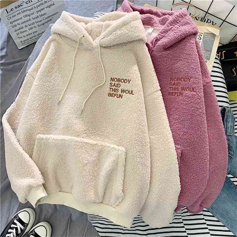 Autumn Winter Warm Hoodies Women Letter Embroidery Casual Loose Hooded Sweatshirt Plus Velvet Pocket Solid Pullover Coat 210524, Solid black
Autumn Winter Warm Hoodies Women Letter Embroidery Casual Loose Hooded Sweatshirt Plus Velvet Pocket Solid Pullover Coat 210524, Solid black