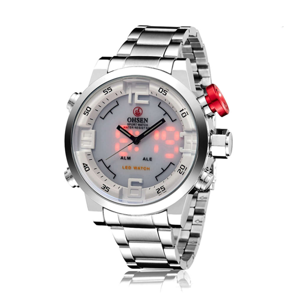 OHSEN Brand 1608 Men's Watch Luxury Stainls Steel Dual Time Sports Clock Waterproof Quartz Digital Men Wrist Watch Reloj, Silver white
OHSEN Brand 1608 Men's Watch Luxury Stainls Steel Dual Time Sports Clock Waterproof Quartz Digital Men Wrist Watch Reloj, Silver white