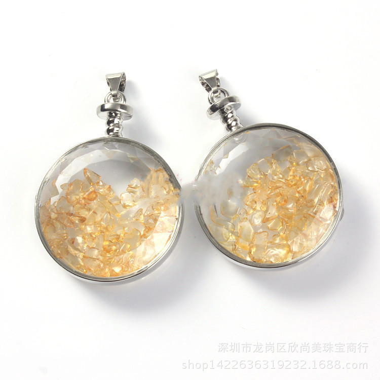 Chakra Healing Crystal Wishing Bottle Pendants Necklace for Womens Girls Tumbled Rock Wicca Tumble Stone Reiki Energy Pendant