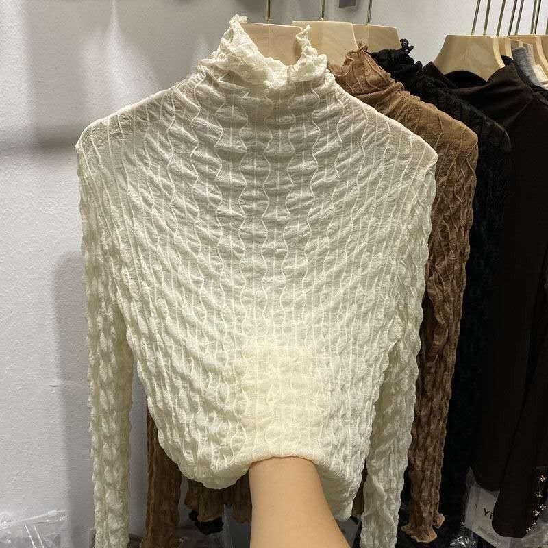 Spring Women Tops Long Sleeve Basic All-match White Lace Shirts Elegant Turtleneck Korean Blouse Base Shirt Camisas Mujer 210603, Gray
Spring Women Tops Long Sleeve Basic All-match White Lace Shirts Elegant Turtleneck Korean Blouse Base Shirt Camisas Mujer 210603, Gray