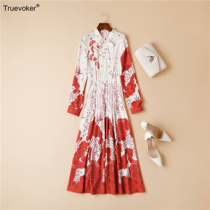 Truevoker Spring High Street Designer Party Dress Lady Long Sleeve Bow Collar Red Print Midi Vocation 210602
Truevoker Spring High Street Designer Party Dress Lady Long Sleeve Bow Collar Red Print Midi Vocation 210602