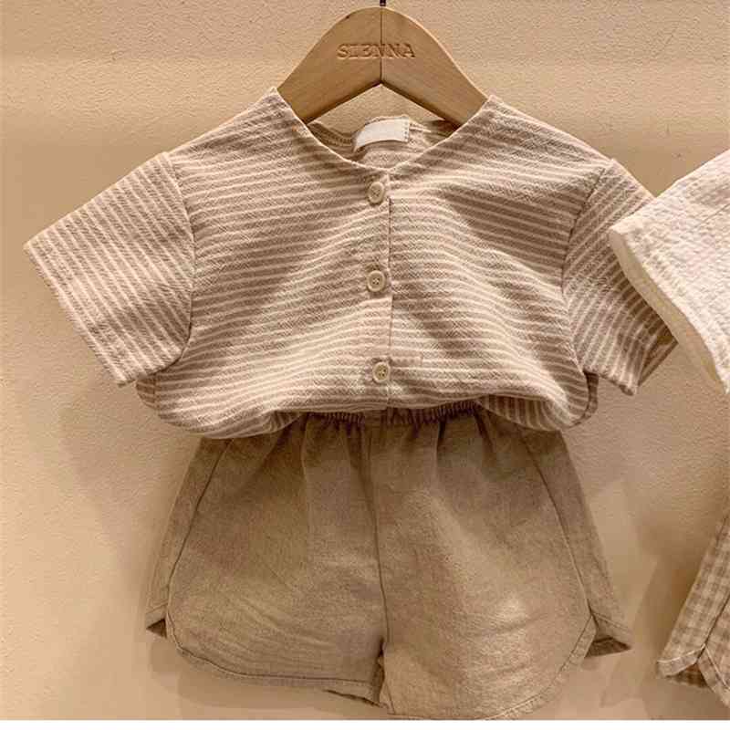 Korean children's clothing v-neck pleated tops for boys and girls style thin summer breathable short sleeves 1017 19 210622