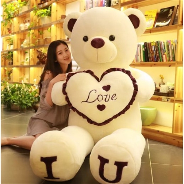 100cm Big i Love You Teddy Bear Plush Toy Lovely Huge Stuffed Soft Bear Doll Lover Bear Kids Toy Birthday Gift for Girlfriend Q0727