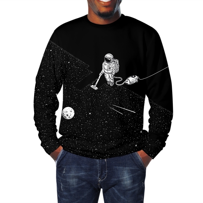 Cloudstyle Men 3D Sweatshirts Space Vacuum Cleaner Robot 3D Print Fashion Jumpers Pullovers Streetwear Tracksuit Tops Hoody 201104