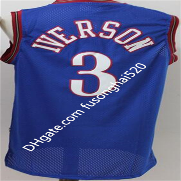 Men Top Quality Allen 3 Iverson Joel 21 Embiid Basketball Jersey Ben Julius Simmons 6 Erving Georgetown University Cheap Retro Shirts