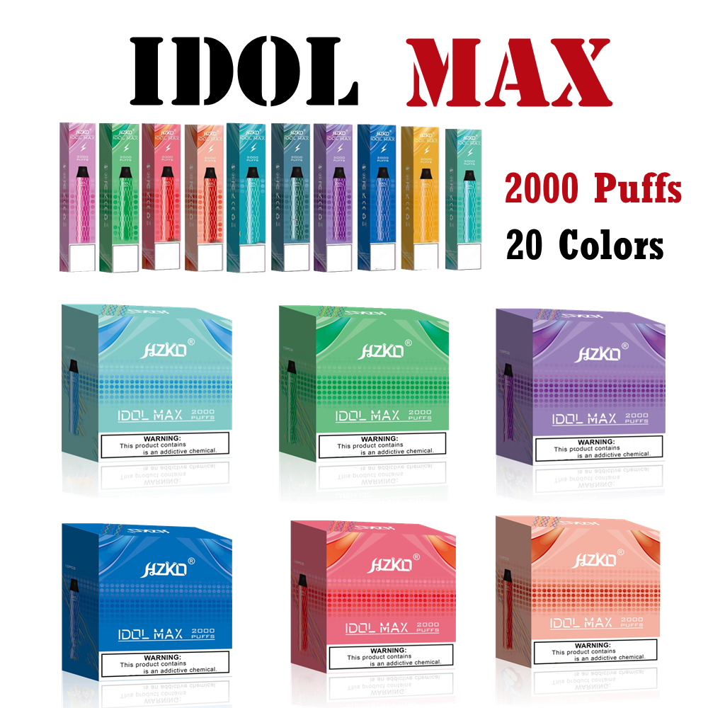 HZKO IDOL Max Disposable E Cigarettes Kit 2000 Puffs 1100 Battery Pre-charged 6.5ML 20 Colors Vape Pen Puff Bar 100% Original
HZKO IDOL Max Disposable E Cigarettes Kit 2000 Puffs 1100 Battery Pre-charged 6.5ML 20 Colors Vape Pen Puff Bar 100% Original