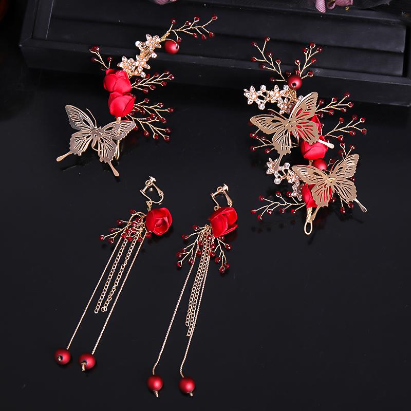 Hair Clips & Barrettes 3 Pcs Red Rose Flower Simulated Pearl Wedding Accessories For Bride Crystal Headband Earring Set Butterfly Hairgrips, Golden;silver
Hair Clips & Barrettes 3 Pcs Red Rose Flower Simulated Pearl Wedding Accessories For Bride Crystal Headband Earring Set Butterfly Hairgrips, Golden;silver