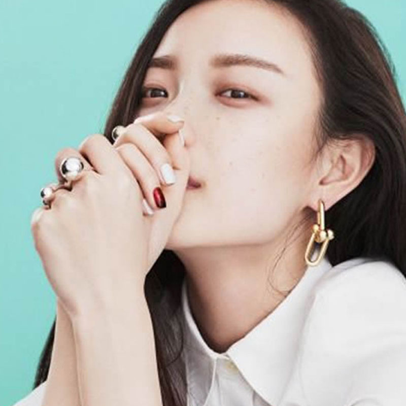 Trendy Stud Earrings Prevent Allergy 925 Sterling Silver for Women Creative U-Shape Fine Jewelry Elegant Party Accessories